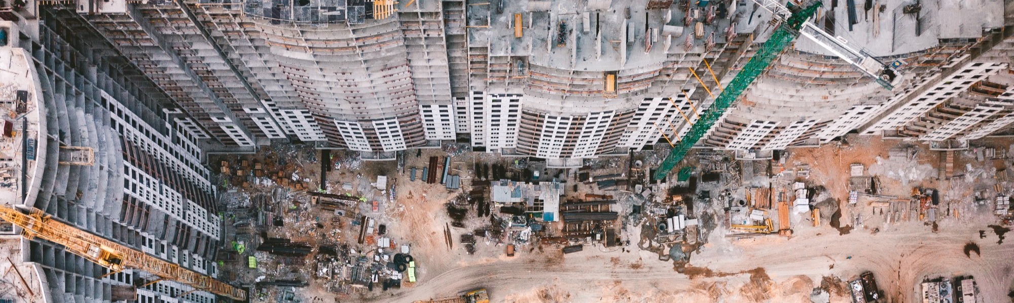 aerial image of office buildings being built 
