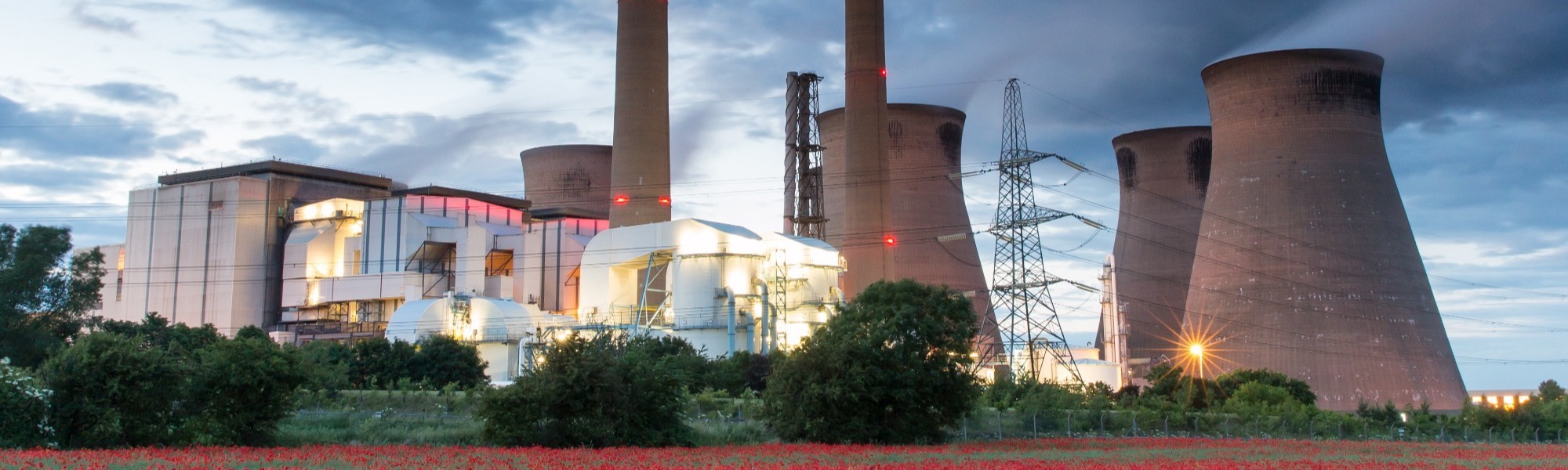 Image of a power station at dusk