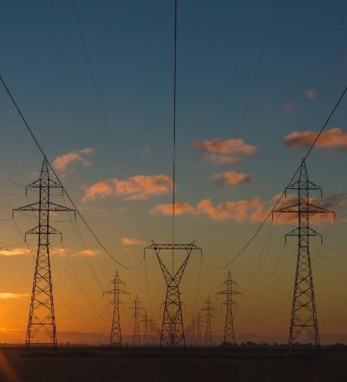 pylons with a sunset background