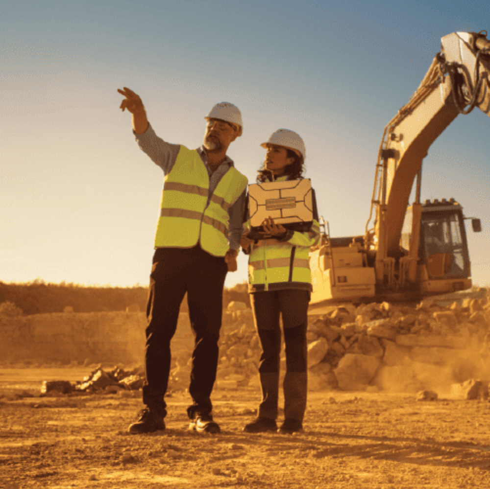 male and female worker on construction site