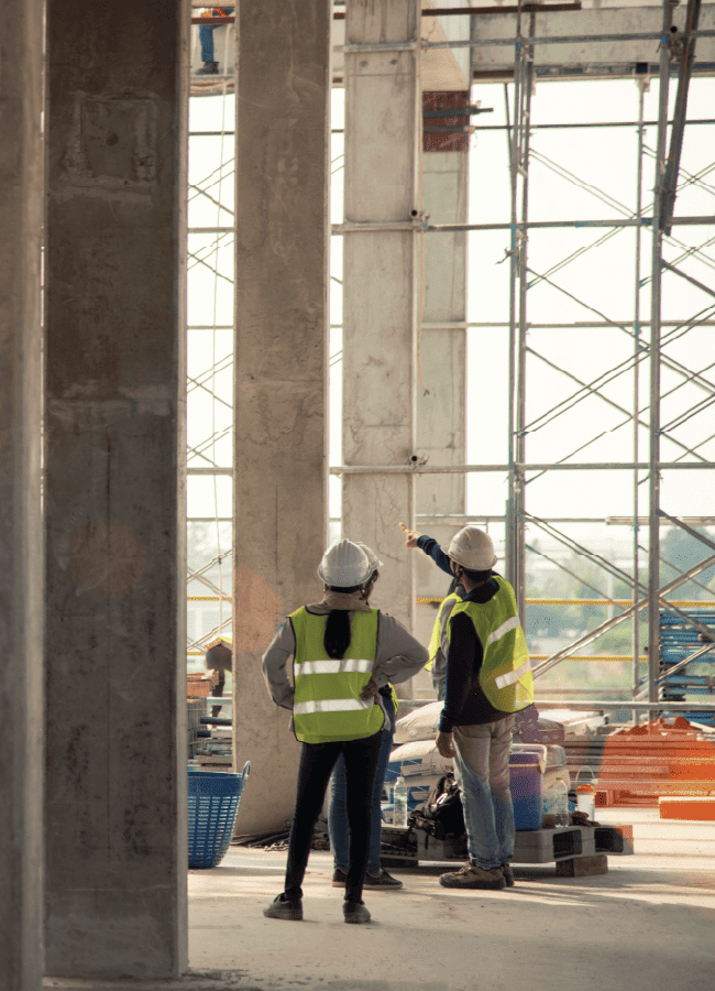 group of workers on construction site.