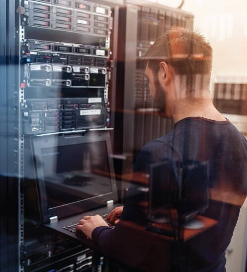 Man looking at a server
