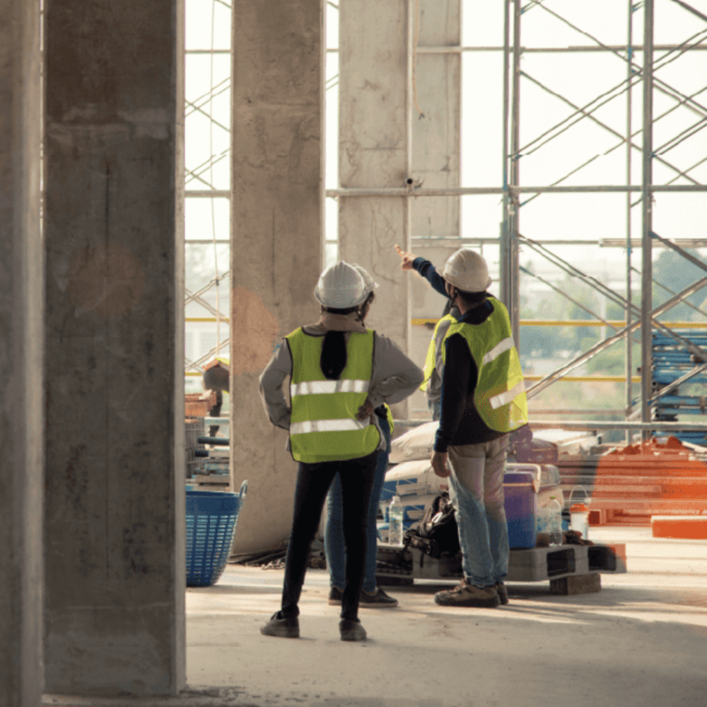 multiple workers on a construction site